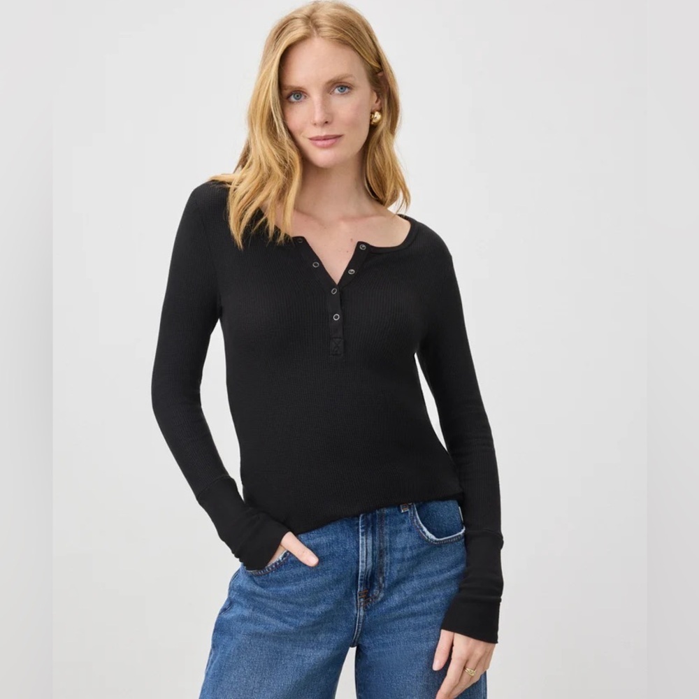 NWT SPLENDID Thermal Forever Henley Crew Neck Elongated Cuff Shirttail Hem - XS
